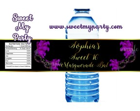 Sweet 16 Masquerade water bottle labels,Quinceanera Masquerade bottle labels,(010swee)